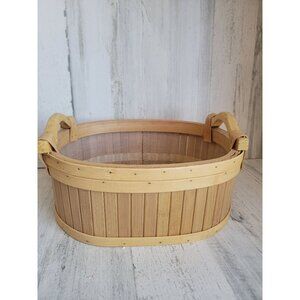 Split wood basket beige home decor figure xmas